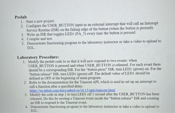 Ee 3501 Laboratory 7 Interrupts And Timers Name Learning Objective Date Use Mbed Api To Support Interrupt Driven Pro 2