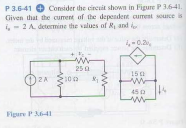 P 3 6 41 Consider The Circuit Shown In Figure P 3 6 41 Given That The Current Of The Dependent Current Source Is I 2 1