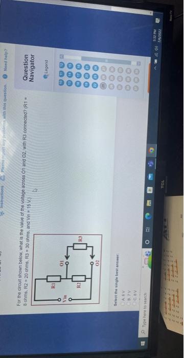 53 For The Circuit Shown Below What Is The Value Of The Voltage Across 01 And 02 With R3 Connected R1 8 Ohms R2 2 1