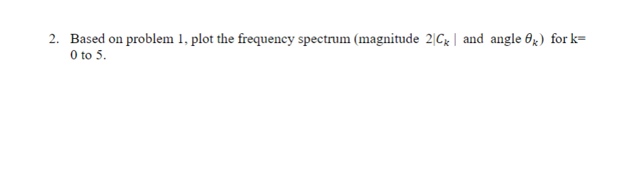2 Based On Problem 1 Plot The Frequency Spectrum Magnitude 2 C And Angle For K 0 To 5 1