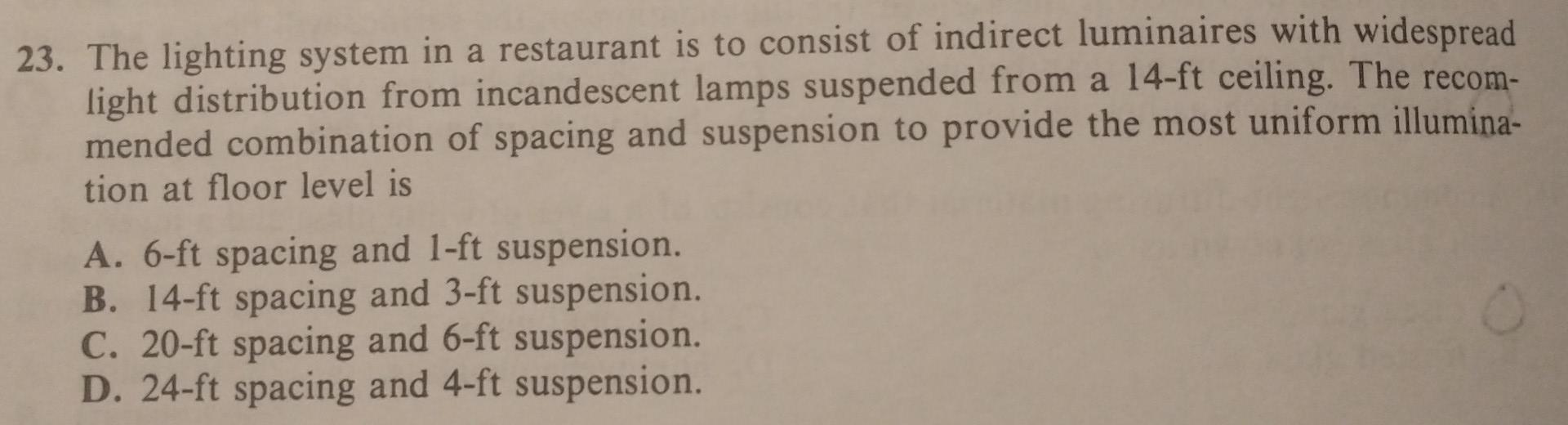 23 The Lighting System In A Restaurant Is To Consist Of Indirect Luminaires With Widespread Light Distribution From Inc 1