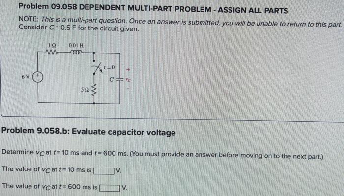 Problem 09 058 Dependent Multi Part Problem Assign All Parts Note This Is A Multi Part Question Once An Answer Is Su 2