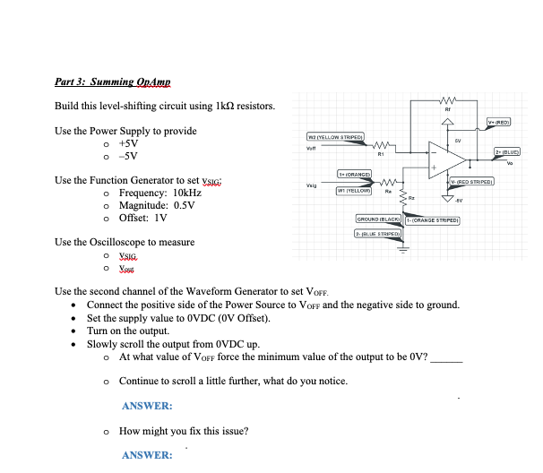 Part 3 Summing On Amp Build This Level Shifting Circuit Using 1k2 Resistors Use The Power Supply To Provide O 5v O 5 1