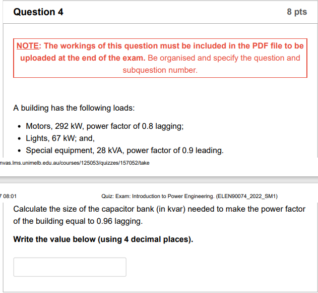 Question 4 Note The Workings Of This Question Must Be Included In The Pdf File To Be Uploaded At The End Of The Exam B 1
