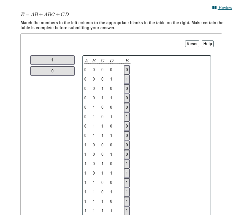E Ab Abc Cd Match The Numbers In The Left Column To The Appropriate Blanks In The Table On The Right Make Certain T 1