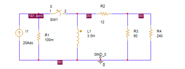 11 181 8mmv 20adc Sw1 R1 100m Ov Ov L1 3 5h 3 R2 12 Gnd 0 R3 60 Ov R4 240 Tutorial On Simulating Rc And Rl Circuits The 1
