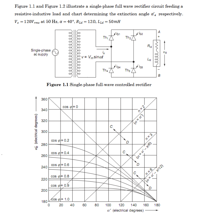 Figure 1 1 And Figure 1 2 Illustrate A Single Phase Full Wave Rectifier Circuit Feeding A Resistive Inductive Load And C 1