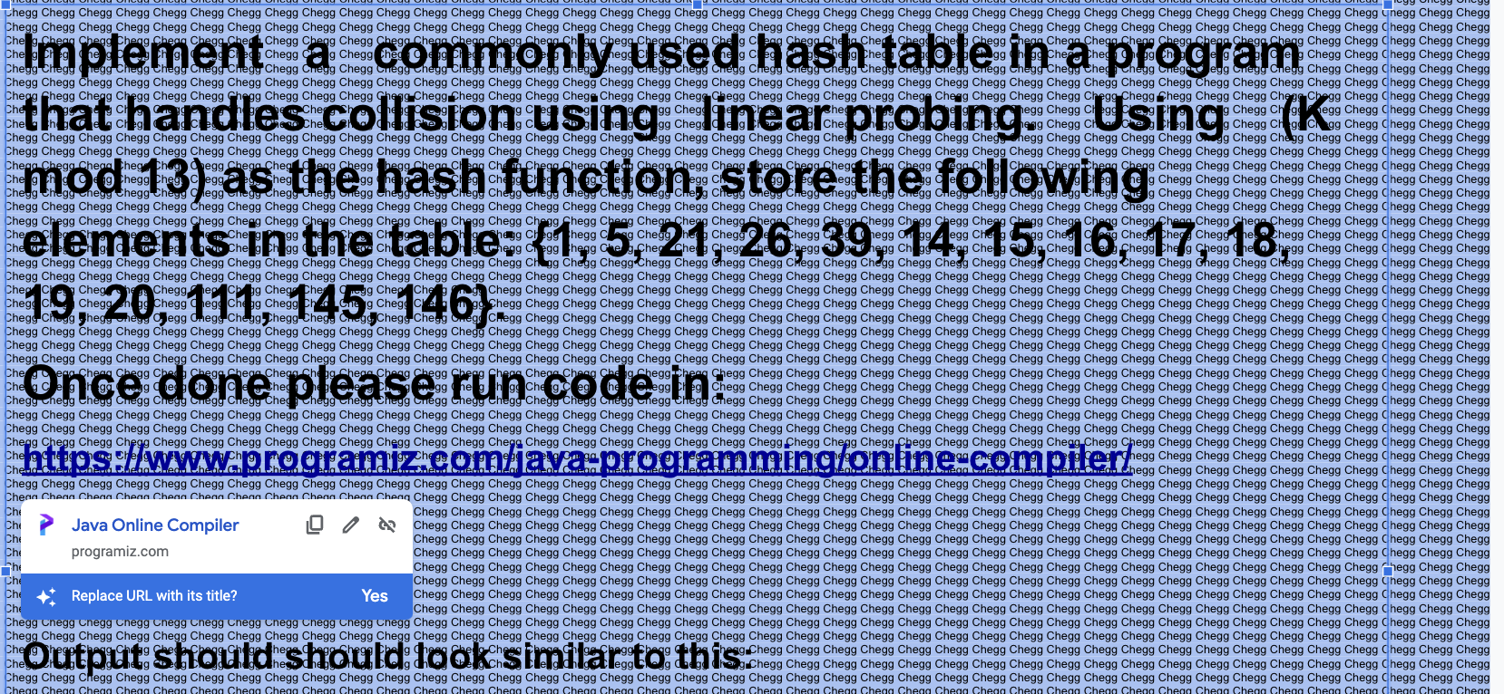 999 Commonly Used Hash Table In Zeitv Program Chege Egg Cregg That Handles Collision Using Linear Probing Using G Cheg 1