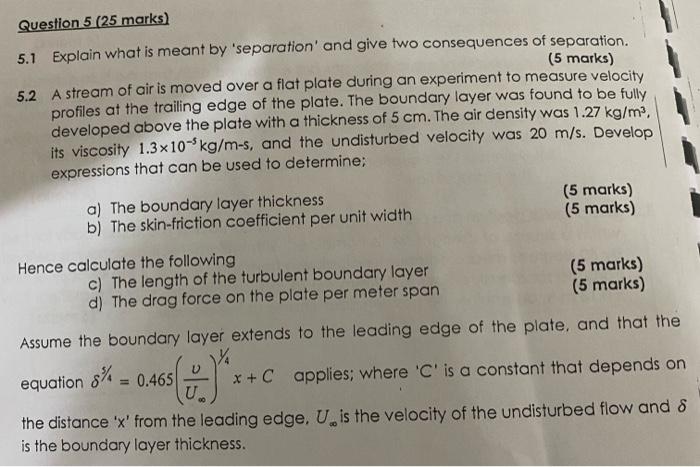 Question 5 25 Marks 5 1 Explain What Is Meant By Separation And Give Two Consequences Of Separation 5 Marks 5 2 A 1