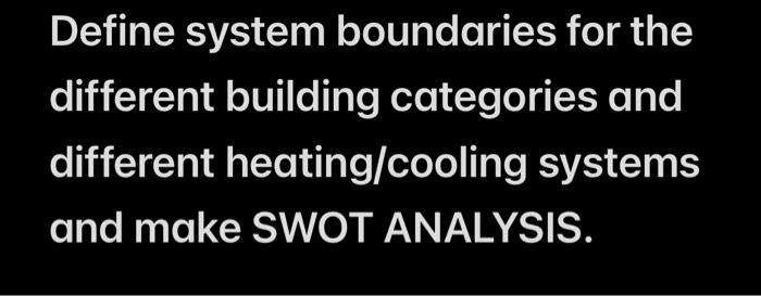 Define System Boundaries For The Different Building Categories And Different Heating Cooling Systems And Make Swot Analy 1