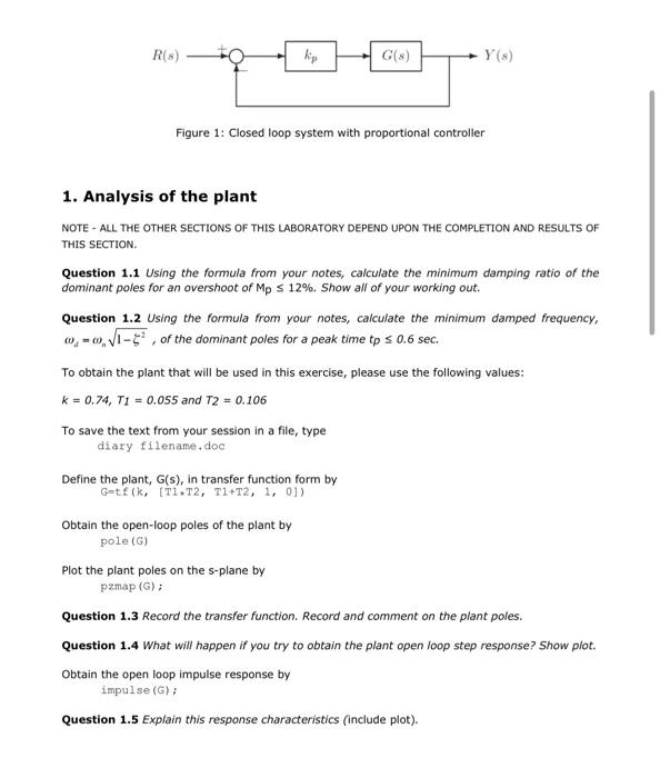This Exercise Should Be Run In Matlab 2019 Or Later Versions It Makes Use Of The Matlab Control Toolbox Create A Folde 2