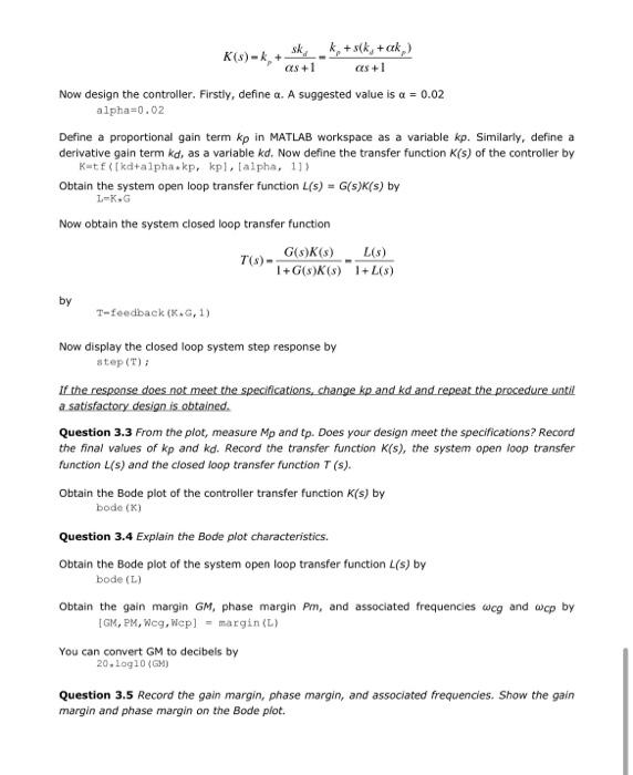 This Exercise Should Be Run In Matlab 2019 Or Later Versions It Makes Use Of The Matlab Control Toolbox Create A Folde 5