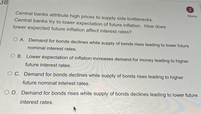 38 2 Marks Central Banks Attribute High Prices To Supply Side Bottlenecks Central Banks Try To Lower Expectation Of Fut 1