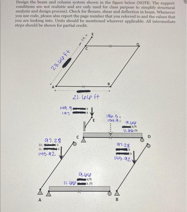 Design The Beam And Column System Shown In The Figure Below Note The Support Conditions Are Not Realistic And Are Only 1