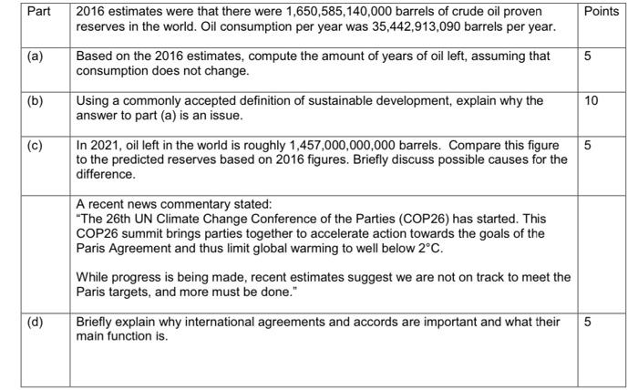 Part A B C D 2016 Estimates Were That There Were 1 650 585 140 000 Barrels Of Crude Oil Proven Reserves In The W 1