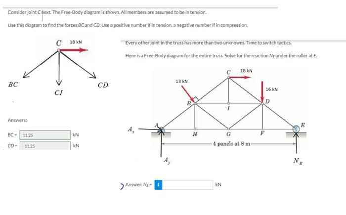 Determine The Force In Each Member Of The Loaded Truss All Triangles Are 3 4 5 Enter A Positive Number If The Member I 2
