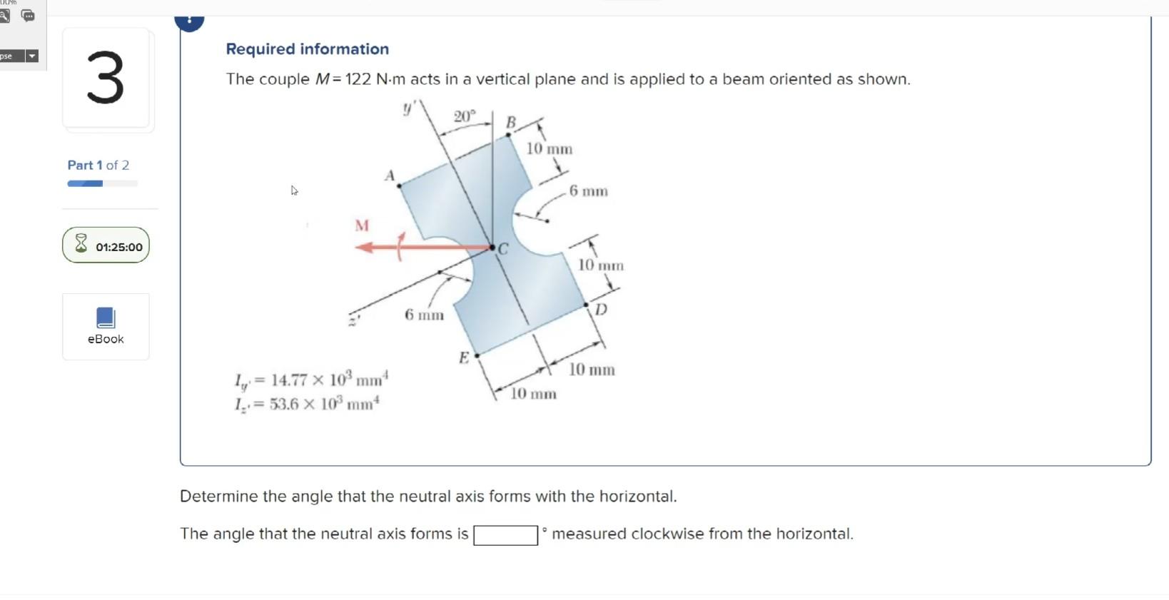 Pse Y 3 Part 1 Of 2 01 25 00 Ebook Required Information The Couple M 122 N M Acts In A Vertical Plane And Is Applied To 1