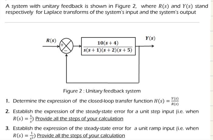 A System With Unitary Feedback Is Shown In Figure 2 Where R S And Y S Stand Respectively For Laplace Transforms Of Th 1