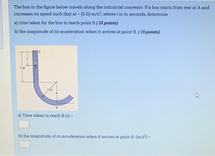 The Box In The Figure Below Travels Along The Industrial Conveyor If A Box Starts From Rest At A And Increases Its Spee 1