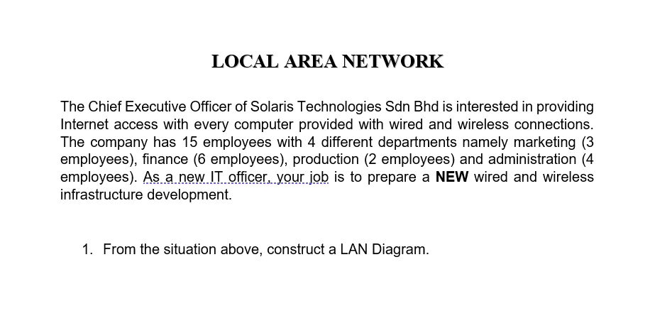 Local Area Network The Chief Executive Officer Of Solaris Technologies Sdn Bhd Is Interested In Providing Internet Acces 1