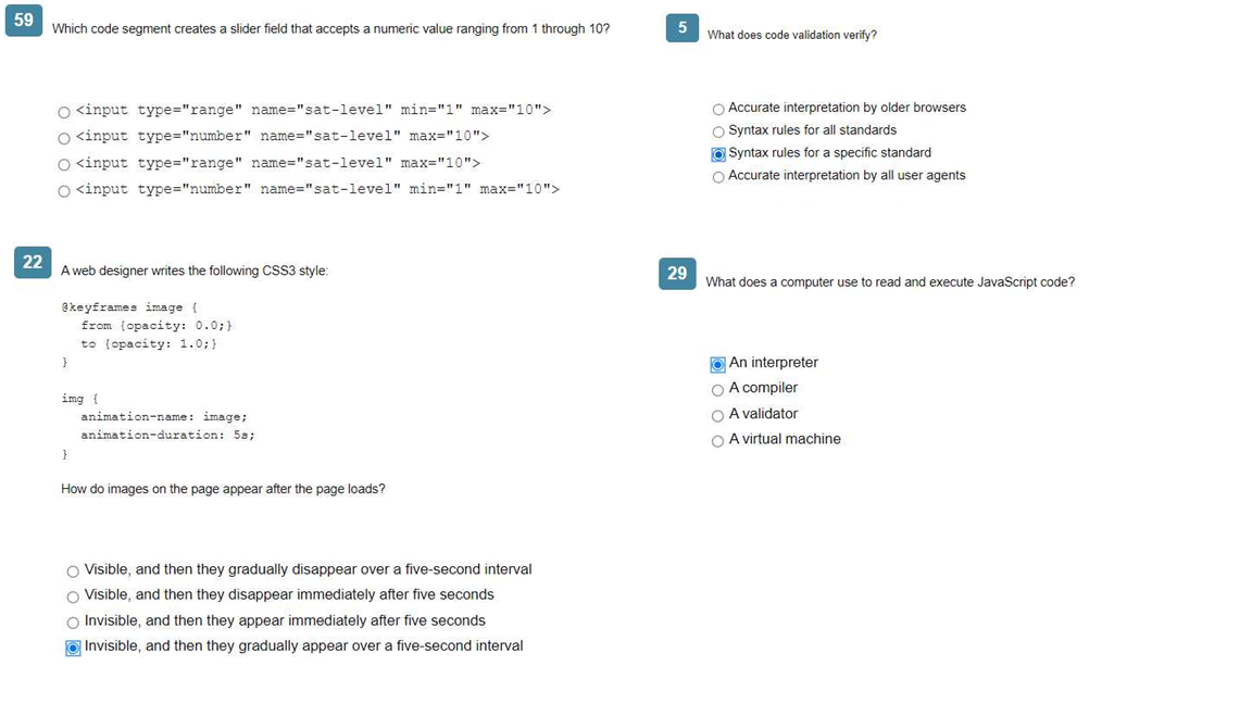 59 22 Which Code Segment Creates A Slider Field That Accepts A Numeric Value Ranging From 1 Through 10 O Input Type R 1