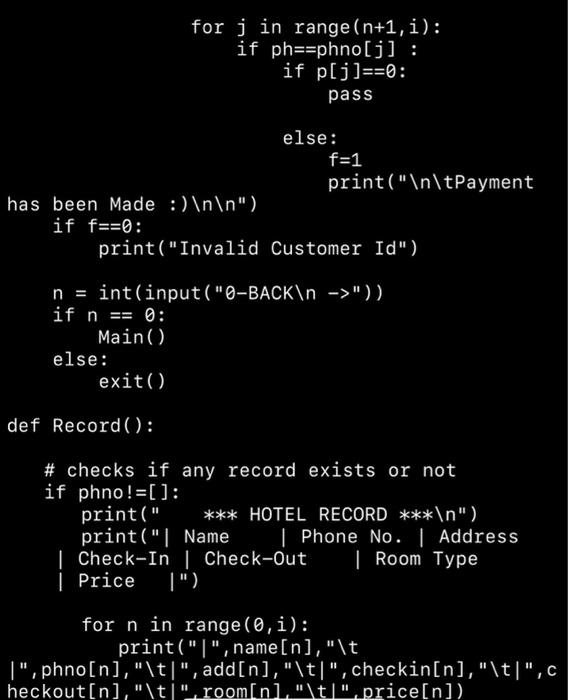 Import Random Import Datetime Name Phno Add Checkin Checkout Room Price P Roomno 10