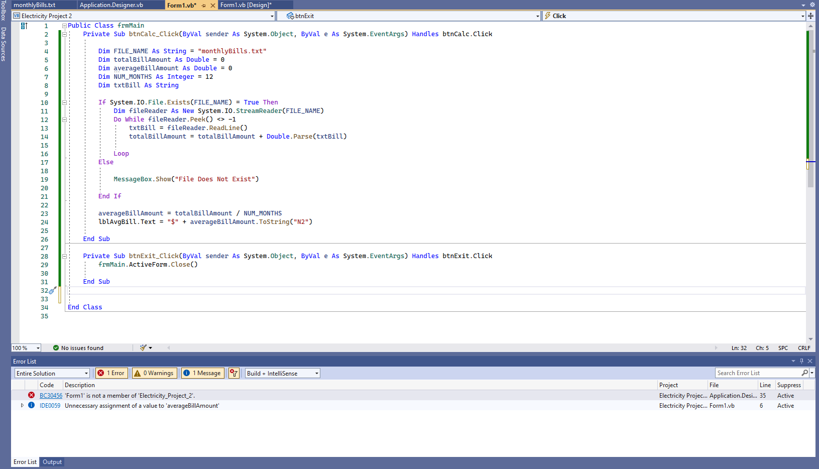 I Need Help Fixing These Errors In My Visual Basic Homework 1