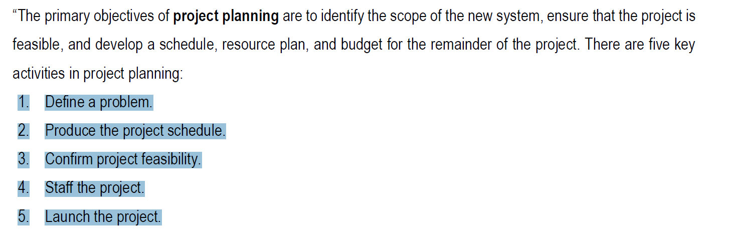 Explain The Following Five Key Activities In Sdlc Project Planning 1