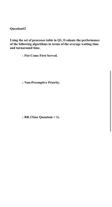 Question No Q1 02 03 04 Criteria Design The Flow Of Processes In A Gantt Ch Using Each Algorithm 23 9 Marks P3 2 P4 1 3