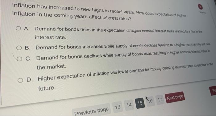 Inflation Has Increased To New Highs In Recent Years How Does Expectation Of Higher Inflation In The Coming Years Affec 1