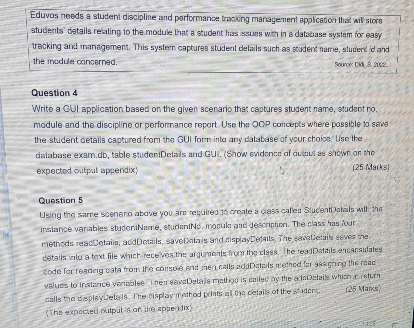 Ar Eduvos Needs A Student Discipline And Performance Tracking Management Application That Will Store Students Details R 1