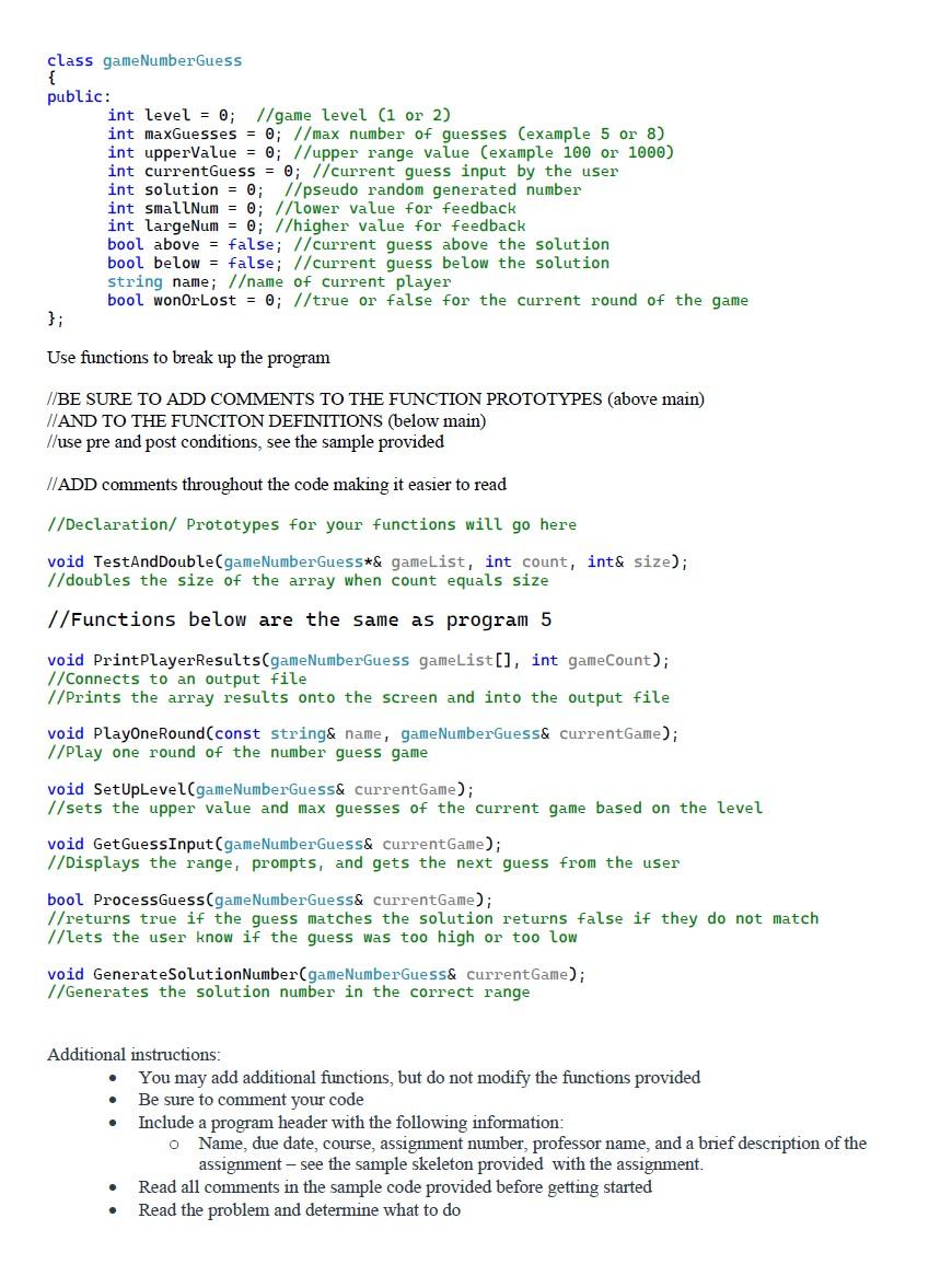 Please Help With C I Ve Updated The Functions In The Skeleton As Best I Could With The Exception Of The Testanddouble 2