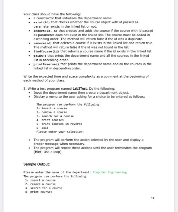 Lab 3 Ordered Doubly Linked List Objectives 1 To Introduce The Doubly Linked List Data Structure 2 Converting An Im 2