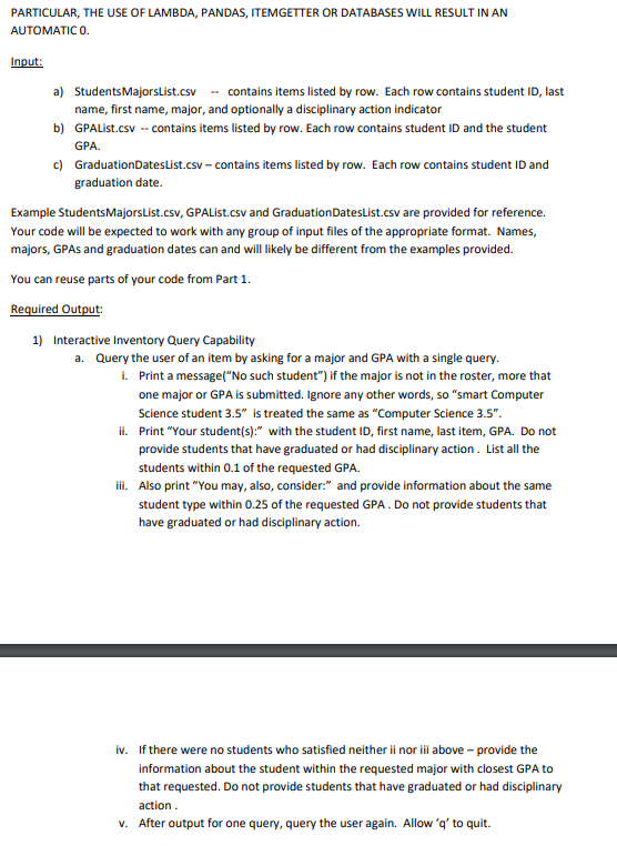Need To Compare My Program To An Experts Please Provide Python Code With Comments Will Thumbs Up Studentsmajorslist 1