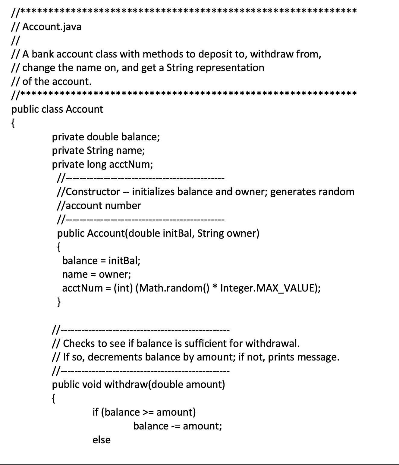 Opening And Closing Accounts File Account Java See Previous Exercise Contains A Definition For A Simple Bank Account C 1