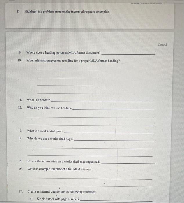 Mla Format Webquest Directions Using The Provided Resources To Complete The Mla Webquest What Does Mla Stand For Why D 2