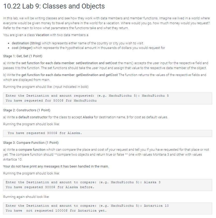 10 22 Lab 9 Classes And Objects In This Lab We Will Be Writing Classes And See How They Work With Data Members And Mem 1