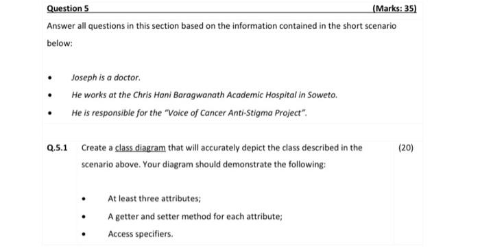 Question 5 Marks 35 Answer All Questions In This Section Based On The Information Contained In The Short Scenario Bel 1
