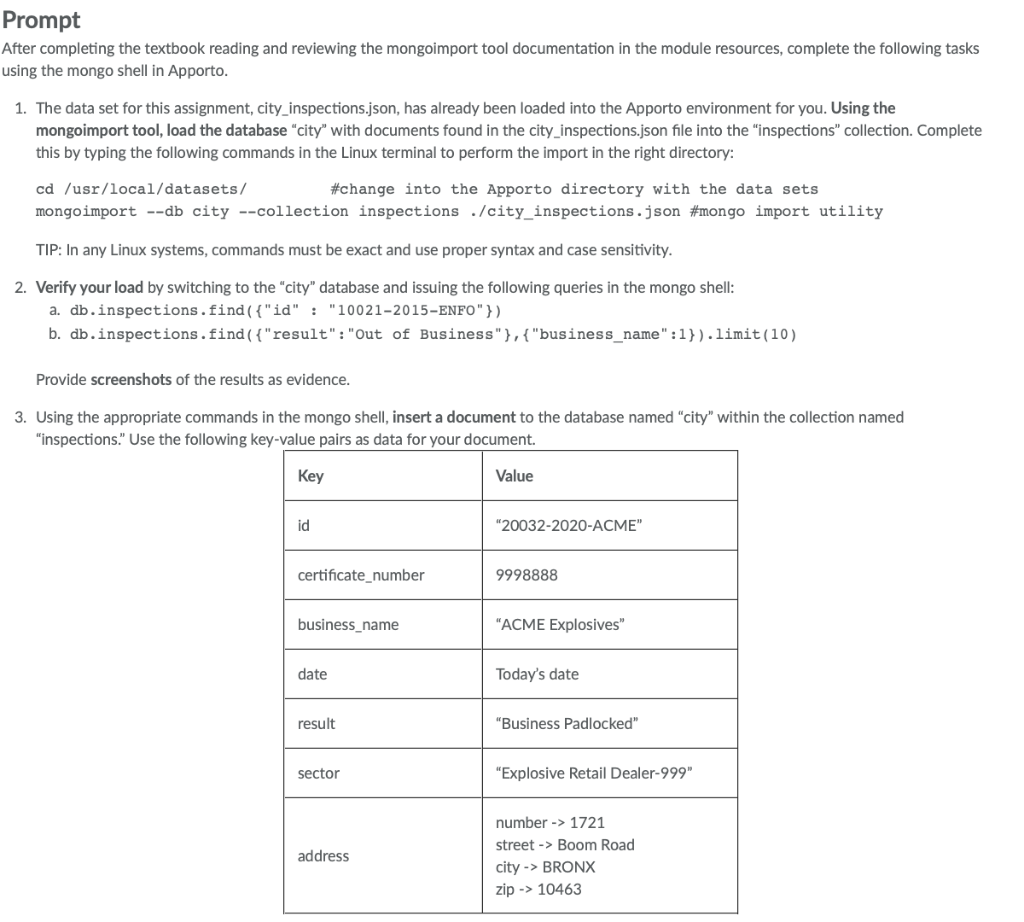 Prompt After Completing The Textbook Reading And Reviewing The Mongoimport Tool Documentation In The Module Resources C 1