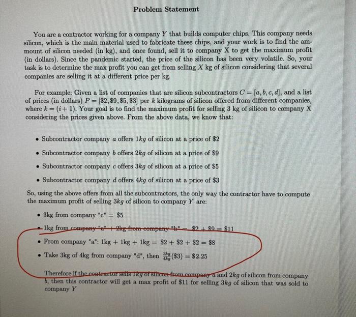 You Are A Contractor Working For A Company Y That Builds Computer Chips This Company Needs Silicon Which Is The Main M 1