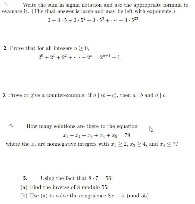 1 Write The Sum In Sigma Notation And Use The Appropriate Formula To Evaluate It The Final Answer Is Large And May Be 1