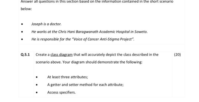 Answer All Questions In This Section Based On The Information Contained In The Short Scenario Below Q 5 1 Joseph Is 1