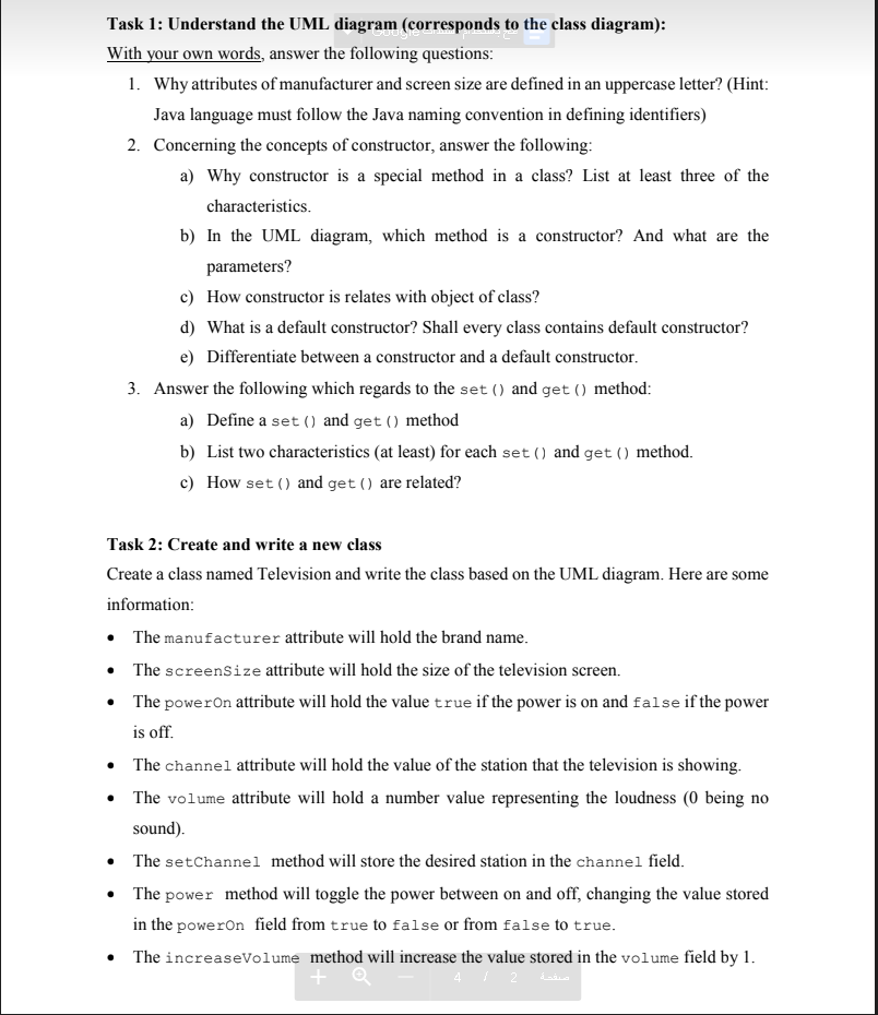 Task 1 Understand The Uml Diagram Corresponds To The Class Diagram With Your Own Words Answer The Following Questio 1