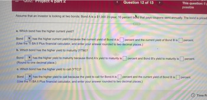 Quiz Project 4 Part 2 C Question 12 Of 13 This Quiz 24 Point S Possible This Question 6 Points Possible Submit Quiz 2