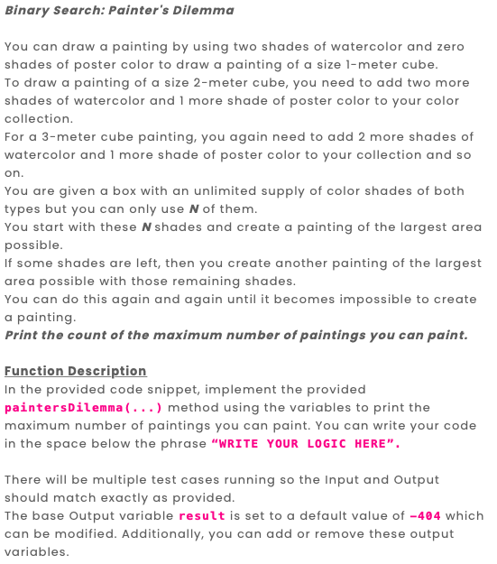 Binary Search Painter S Dilemma You Can Draw A Painting By Using Two Shades Of Watercolor And Zero Shades Of Poster Col 1