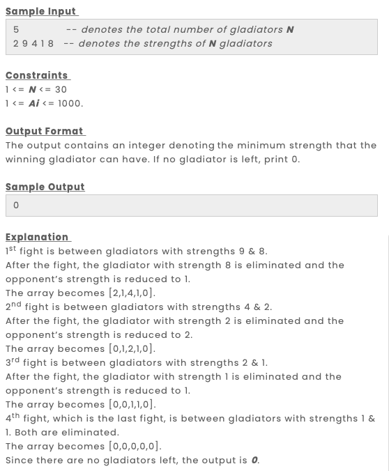 Heaps Gladiator Strength In A Fighting Tournament Every Gladiator Fights With Another Gladiator And Every Gladiator H 2