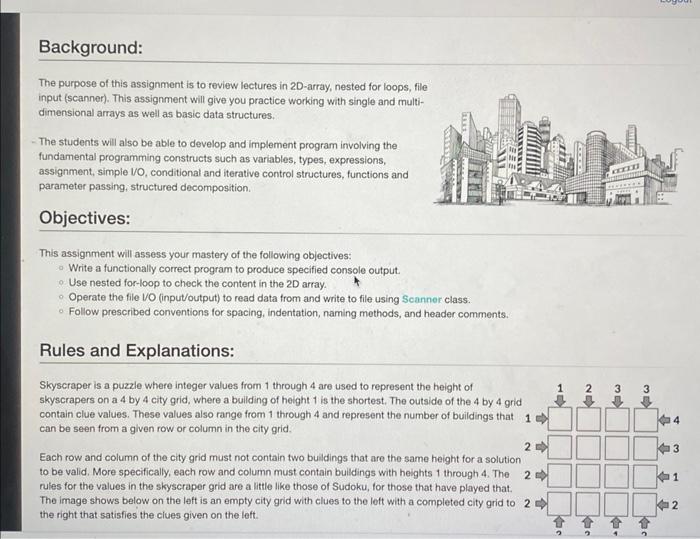 Background The Purpose Of This Assignment Is To Review Lectures In 2d Array Nested For Loops File Input Scanner Th 1