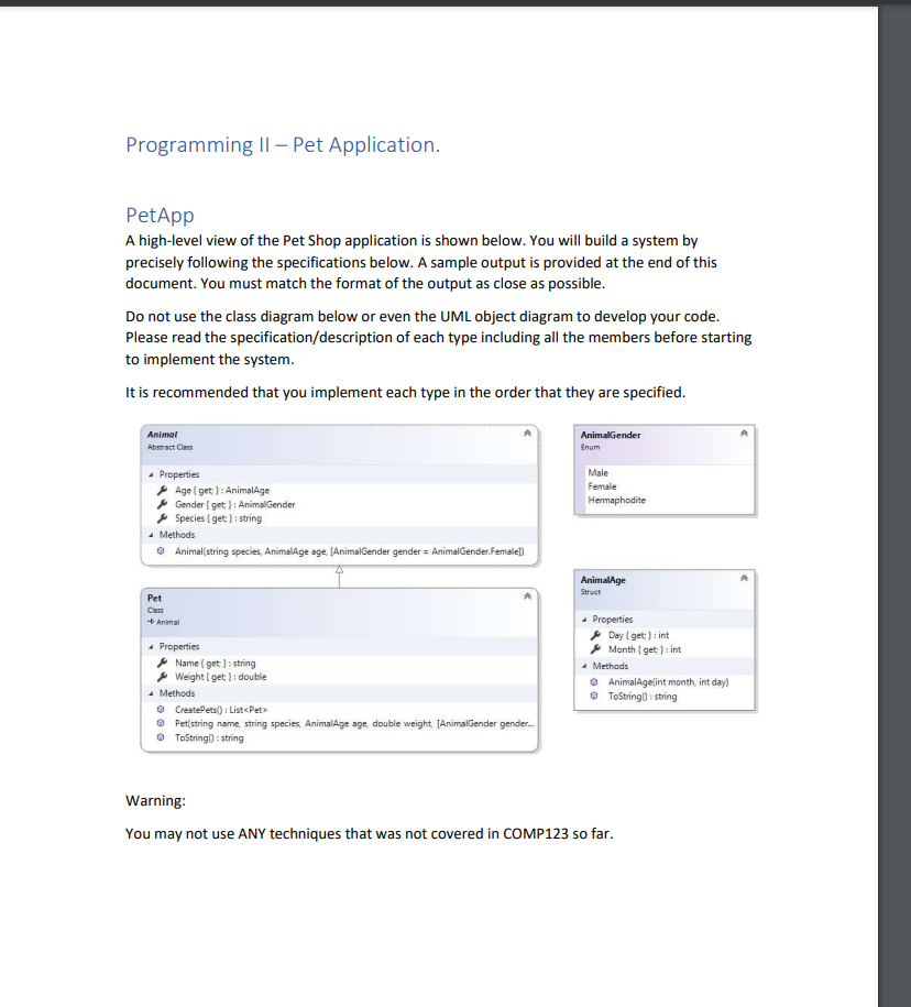Programming Ii Pet Application Petapp A High Level View Of The Pet Shop Application Is Shown Below You Will Build A 2