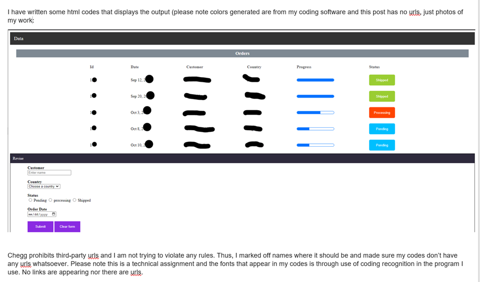 I Have Written Some Html Codes That Displays The Output Please Note Colors Generated Are From My Coding Software And Th 1