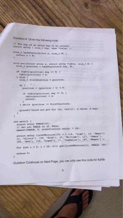 Question Given The Following Code The Key Of As Entry Las To Be Osred Stenot Staysian Koy Has A 1 Laslationcini Retur 1
